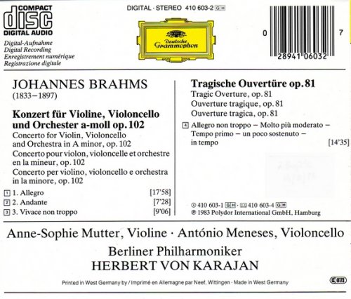 Anne-Sophie Mutter, António Meneses, Herbert von Karajan - Brahms ...