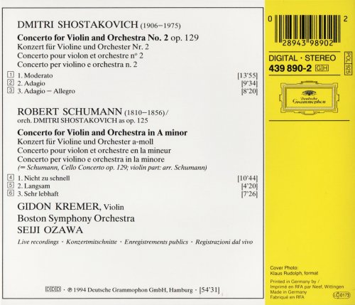 Gidon Kremer, Boston Symphony Orchestra, Seiji Ozawa - Shostakovich, Schumann: Violin Concertos (1994)