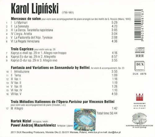 Bartek Nizioł, Paweł Andrzej Mazurkiewicz - Karol Lipiński: Works for Violin and Piano (2013)