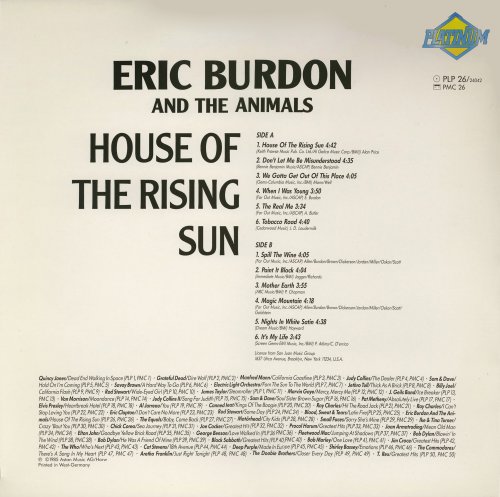 Eric Burdon And The Animals - House Of The Rising Sun (1985) [LP]