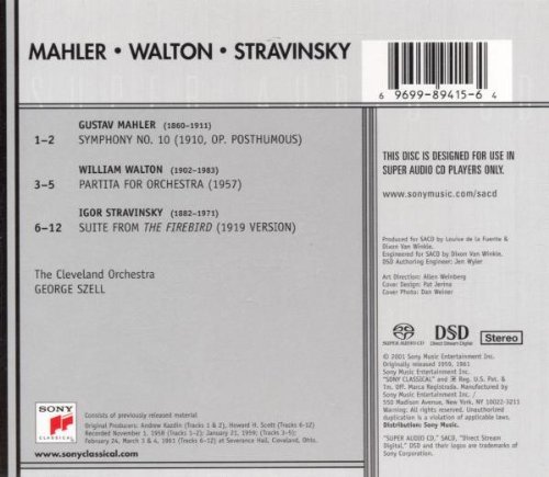 George Szell - Mahler, Walton, Stravinsky (1959) [2001 SACD]