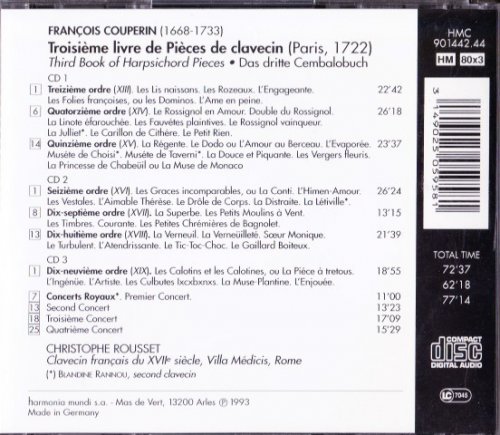 Christophe Rousset - Francois Couperin: Troisieme livre de Pieces de clavecin (1993)