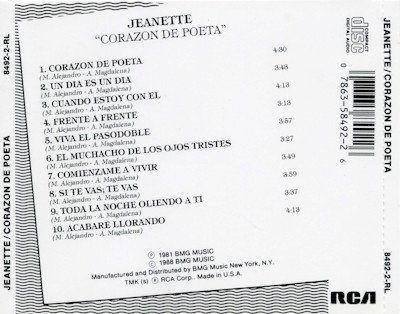 Jeanette - Corazon De Poeta (1998)