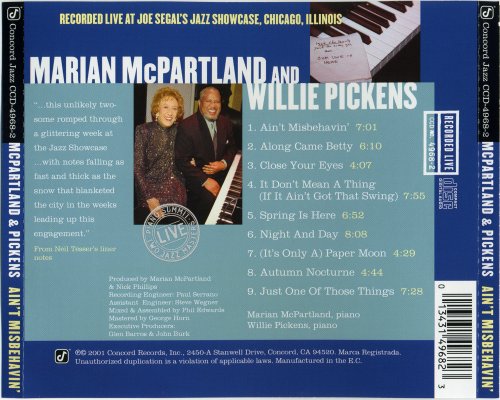 Marian McPartland And Willie Pickens - Ain't Misbehavin' (Live At The Jazz Showcase) (2001) FLAC