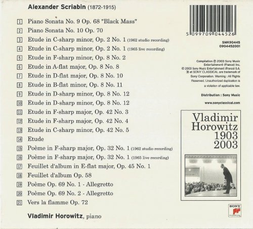 Vladimir Horowitz - Horowitz plays Scriabin (2003) CD-Rip