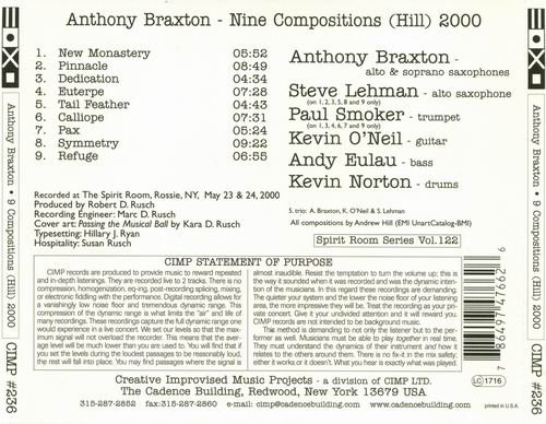 Anthony Braxton - 9 Compositions (Hill) (2000)