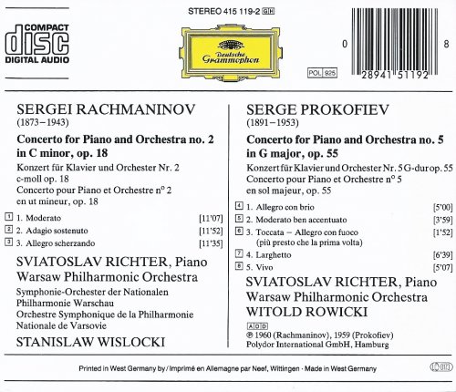 Sviatoslav Richter - Rachmaninov, Prokofiev: Piano Concertos (1985)