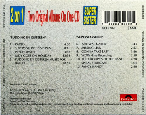 Supersister - Pudding En Gisteren / Superstarshine (Reissue) (1972/1990)