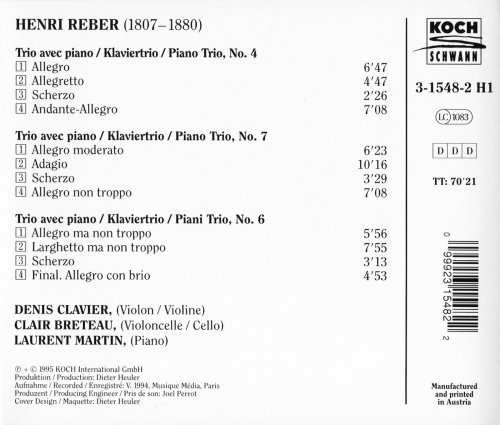 Denis Clavier, Clair Breteau, Laurent Martin - Henri Reber: Piano Trios (1995)
