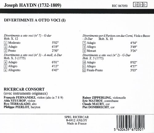 Ricercar Consort - Haydn: Divertimento a otto voci, Vol. 1 (1999)