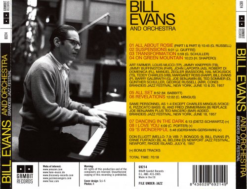 Bill Evans And Orchestra - Brandeis Jazz Festival 1957 (2005) FLAC
