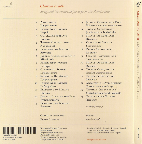Claudine Ansermet, Paolo Cherici - Chansons au Luth (2011)