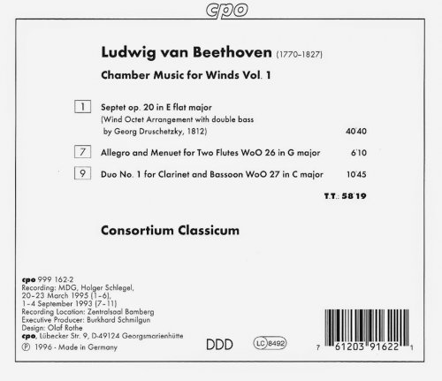 Consortium Classicum - Beethoven: Chamber Music for Winds, Vol. 1 (1996) CD-Rip