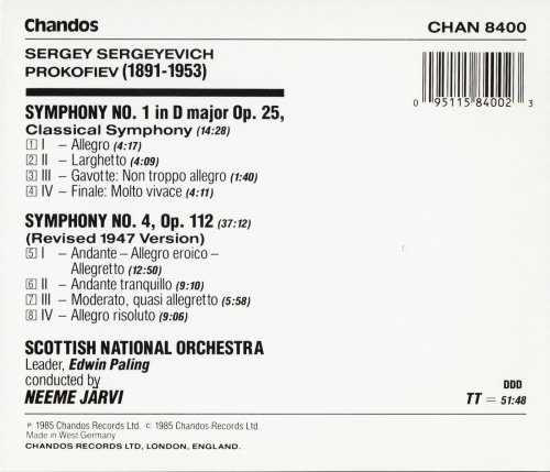 Scottish National Orchestra, Neeme Järvi - Prokofiev: Symphonies Nos. 1 & 4 (Revised 1947 Version) (1985)