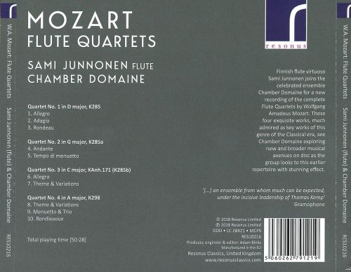 Sami Junnonen, Chamber Domaine - Mozart: Flute Quartets (2018) CD-Rip