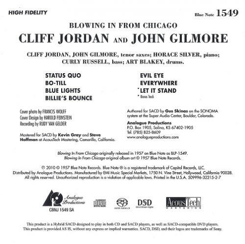 Cliff Jordan & John Gilmore - Blowing In From Chicago (1957) [2010 SACD]