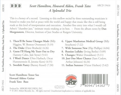 Scott Hamilton, Howard Alden, Frank Tate - A Splendid Trio (2011)