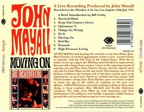 John Mayall - Moving On (Reissue) (1972/2009)