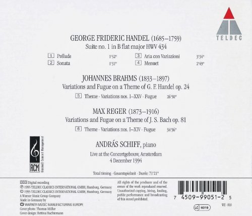 András Schiff - Handel, Brahms, Reger: Piano Works (1995)