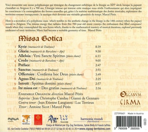 Ensemble Organum, Marcel Peres - Missa Gotica: Toulouse, Barcelona, Avignon, Apt (2009)