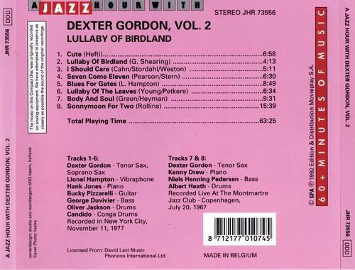 Dexter Gordon - Lullaby Of Birdland Vol.2 (1992) CD Rip