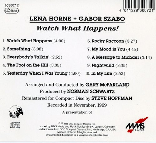 Lena Horne & Gabor Szabo - Watch What Happens! (1969) [1990]