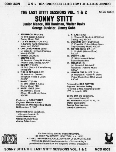 Sonny Stitt - The Last Stitt Sessions Vol. 1 & 2 (1999)