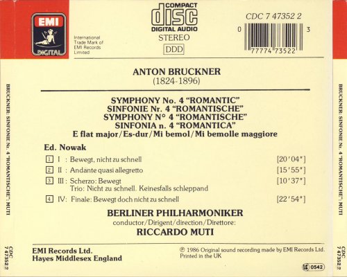 Riccardo Muti - Bruckner: Symphony No. 4 Romantic (1986)