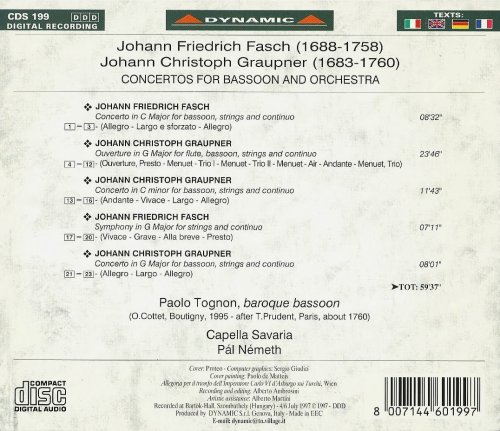 Paolo Tognon, Capella Savaria, Pál Németh - Fasch, Graupner: Concertos for Bassoon and Orchestra (1997)