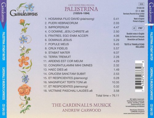 Andrew Carwood, The Cardinall’s Musick - Palestrina: Stabat Mater (2003)