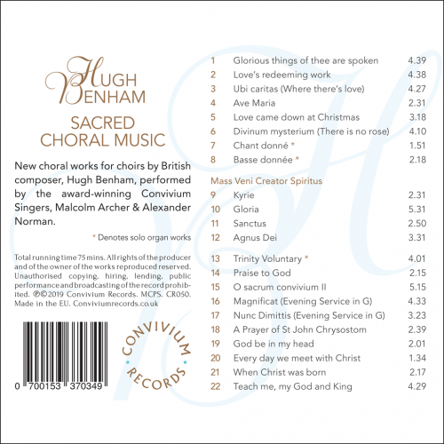 Convivium Singers, Malcolm Archer & Alexander Norman - Hugh Benham: Sacred Choral Music (2020) [Hi-Res]