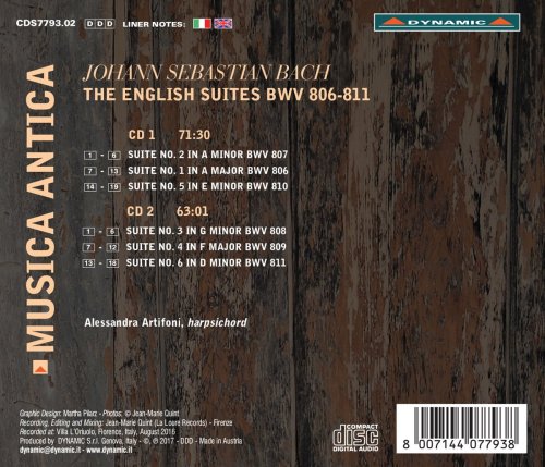 Alessandra Artifoni - Bach: The English Suites, BWV 806-811 (2017)