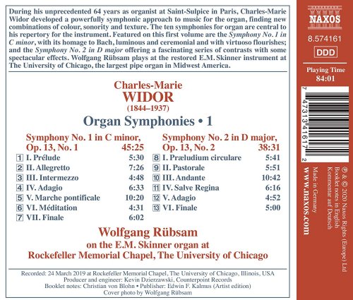 Wolfgang Rübsam - Widor: Organ Symphonies, Vol. 1 (2020) [Hi-Res]