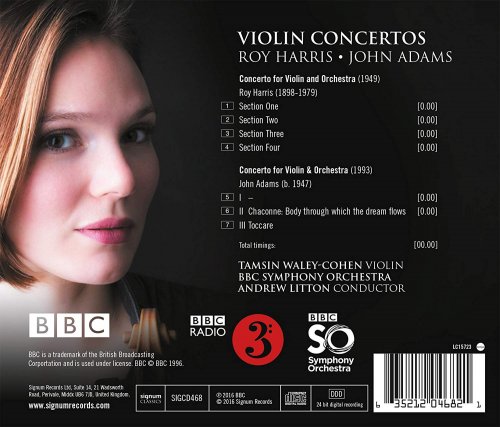 Tamsin Waley-Cohen, BBC Symphony Orchestra & Andrew Litton - Roy Harris & John Adams: Violin Concertos (2016)