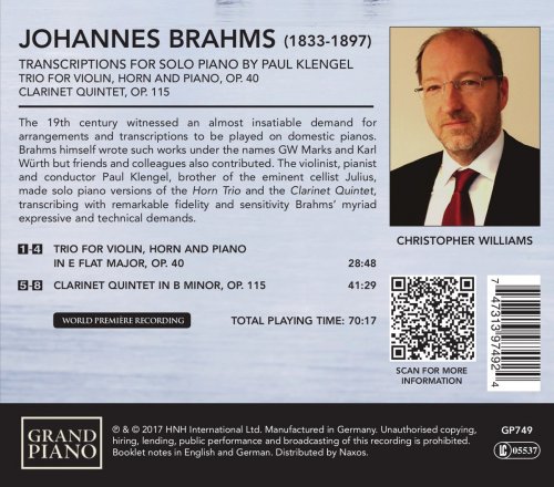 Christopher Williams - Brahms: Transcriptions for Piano (2017) [Hi-Res]