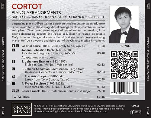 Yue He - Alfred Cortot: Piano Arrangements (2013) [Hi-Res]