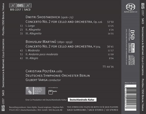 Christian Poltera, Rundfunk-Sinfonieorchester Berlin & Gilbert Varga - Martinů & Shostakovich: Cello Concertos (2017)