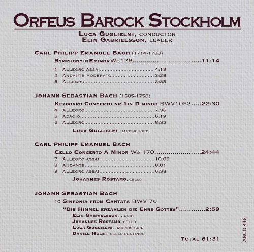 Johannes Rostamo, Luca Guglielmi and Orfeus Barock Stockholm - J.S. Bach & C.P.E. Bach: Works (2020) [Hi-Res]