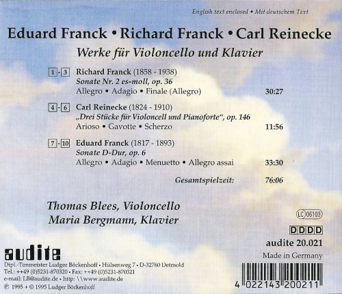 Thomas Blees, Maria Bergmann - Eduard Franck, Richard Franck, Carl Reinecke: Works for Cello & Piano (1995)