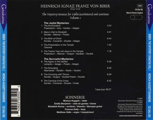Monica Huggett, Sonnerie - Biber: The Mystery Sonatas, Volume 1 - Nos. 1-9 (2004)