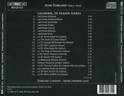 The Dowland Consort, Jakob Lindberg - Dowland: Lachrimae, or Seaven Teares (1986)