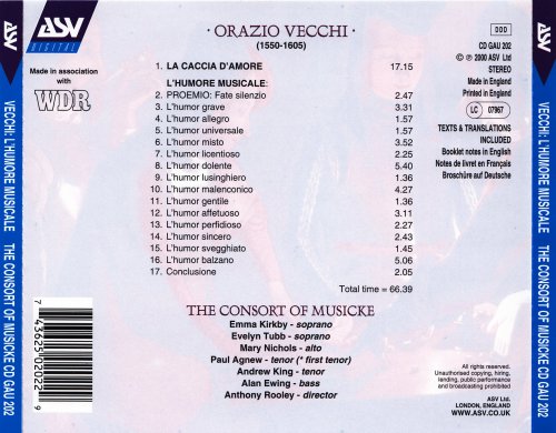 Orazio Vecchi, Anthony Rooley, The Consort of Musicke - Vecchi: La Caccia d'Amore / L'Humore Musicale (2000)