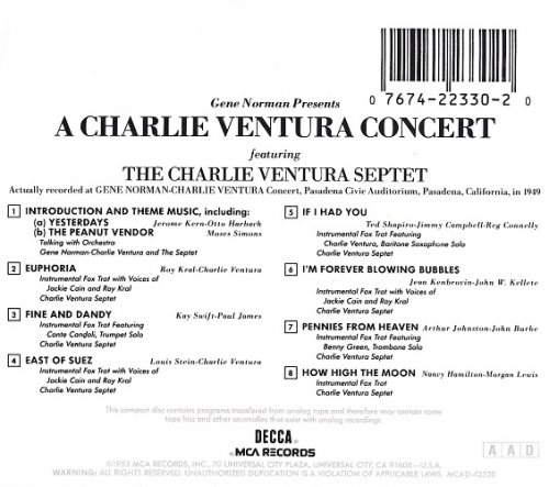 Charlie Ventura / The Charlie Ventura Septet - Charlie Ventura Concert (1953) [1990]