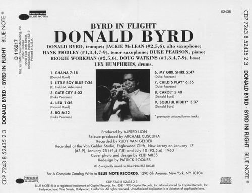 Donald Byrd - Byrd In Flight (1960) 320 kbps+CD Rip