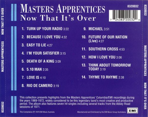 Masters Apprentices - Now That It's Over (Reissue) (1974/1995)