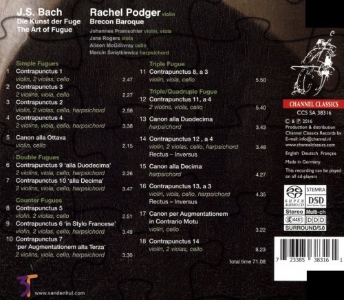 Rachel Podger, Brecon Baroque - Bach: The Art of Fugue (2016) [SACD]