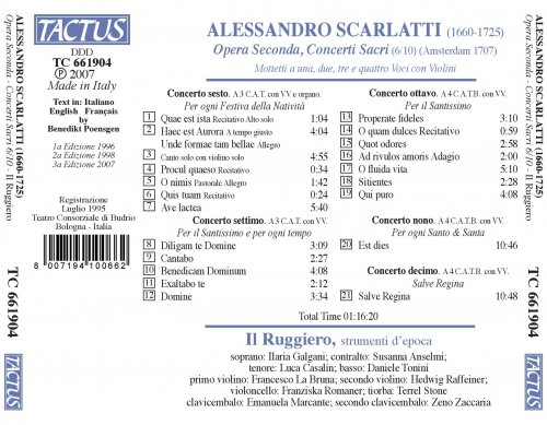 Il Ruggiero - Scarlatti: Opera II, Concerti Sacri 6-10 (1996)