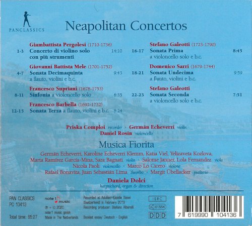 Daniela Dolci, Musica Fiorita - Pergolesi, Mele, Supriani, Barbella, Galeotti, Sarri: Neapolitan Concertos (2020)