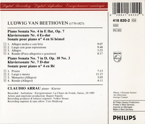 Claudio Arrau - Beethoven: Piano Sonatas Op. 7 & Op. 10/3 (1986)