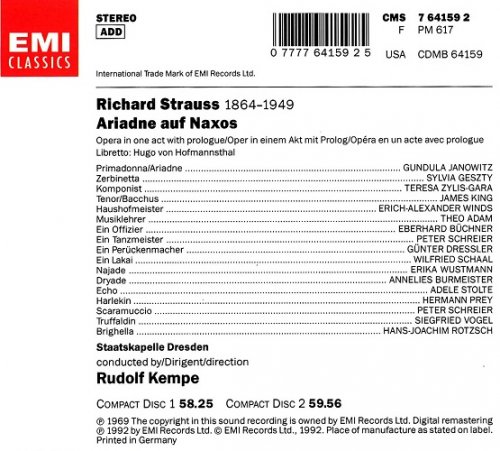 Rudolf Kempe - Strauss: Ariadne auf Naxos (1969) [1992]